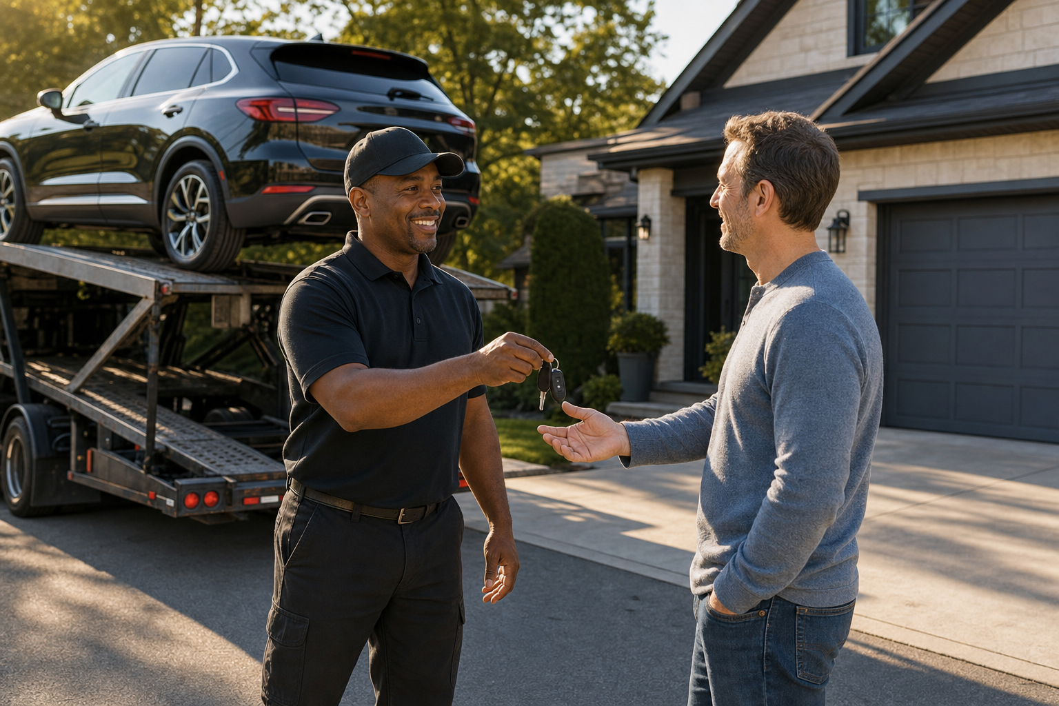 Sean delivering a vehicle to a satisfied customer